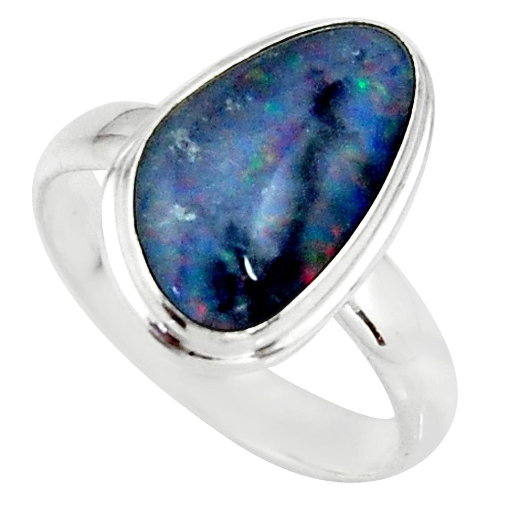 5.11cts natural australian opal triplet 925 silver solitaire ring size 8 r39294