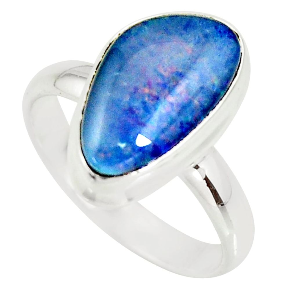 6.54cts natural australian opal triplet 925 silver solitaire ring size 9 r34145