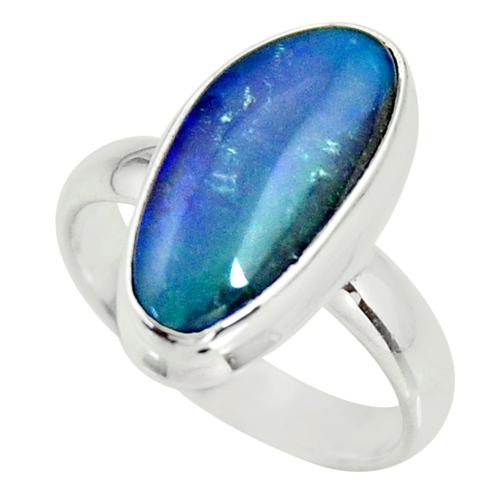 6.32cts natural australian opal triplet silver solitaire ring size 7.5 r34157