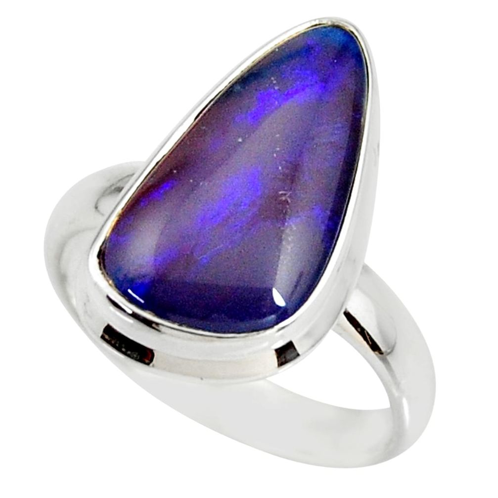 6.04cts natural australian opal triplet silver solitaire ring size 7.5 r34276