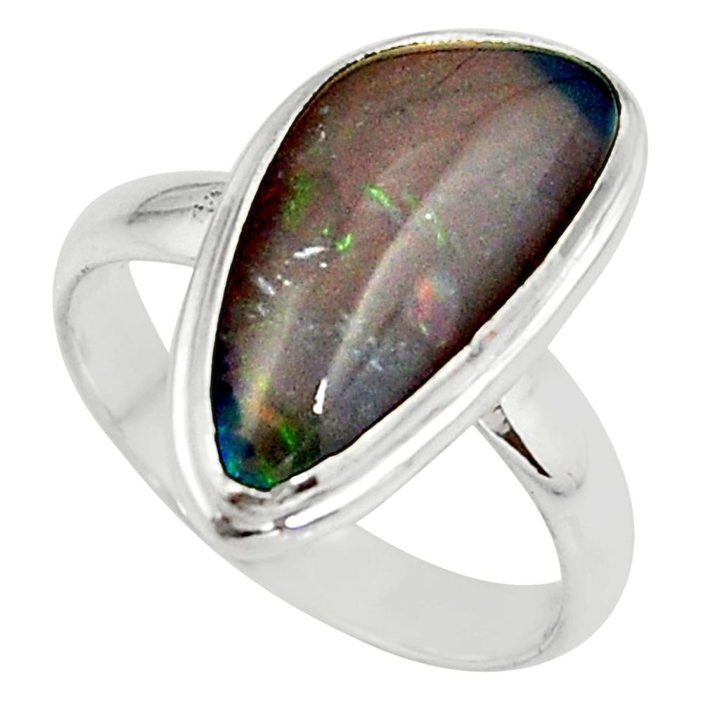 5.38cts natural australian opal triplet silver solitaire ring size 7.5 r39292