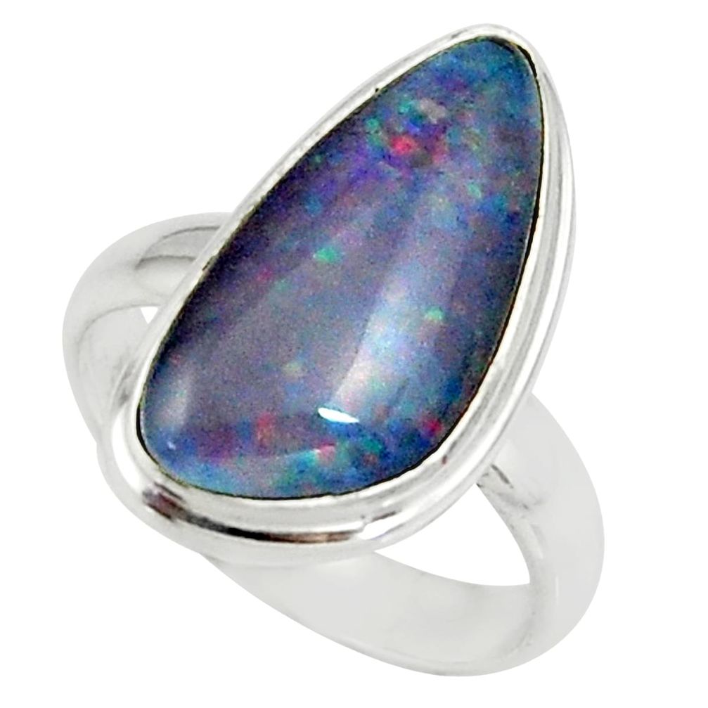 5.11cts natural australian opal triplet silver solitaire ring size 5.5 r39311