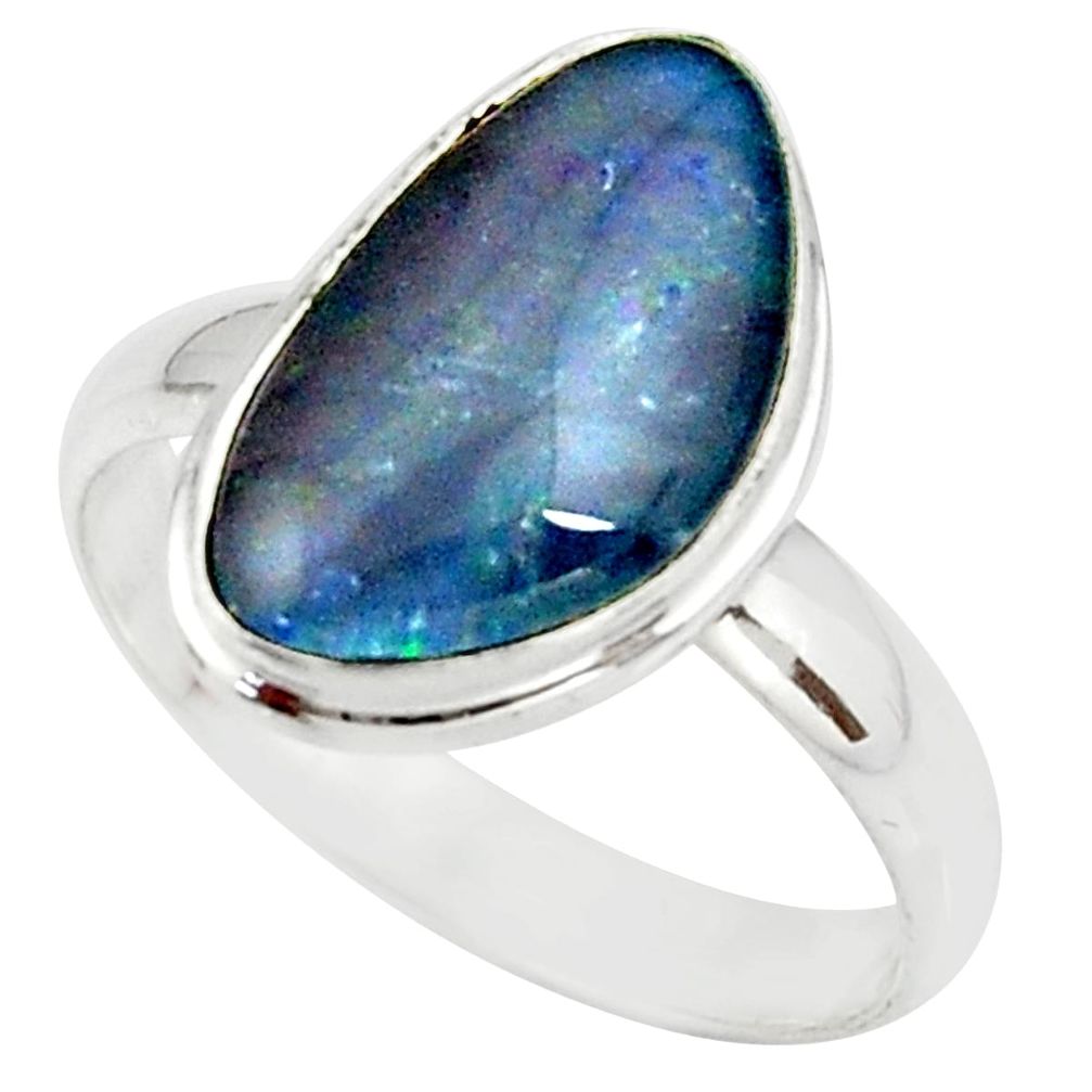 5.11cts natural australian opal triplet silver solitaire ring size 9.5 r39312