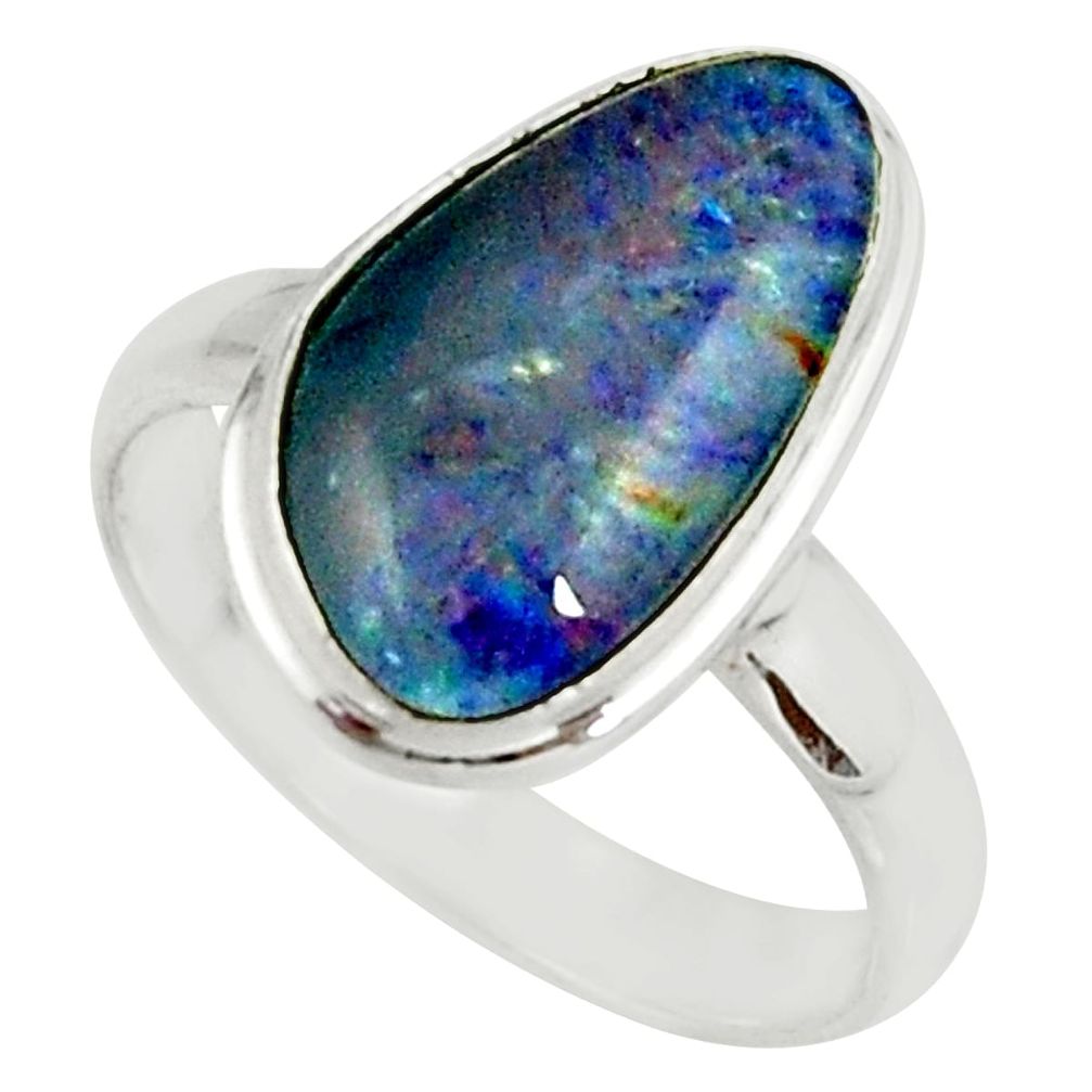 4.67cts natural australian opal triplet silver solitaire ring size 7.5 r39315