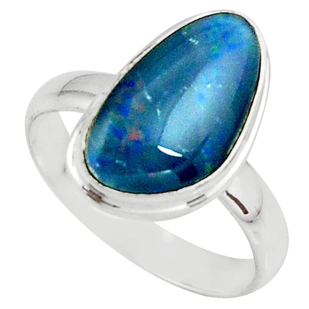 4.67cts natural australian opal triplet silver solitaire ring size 8.5 r39319