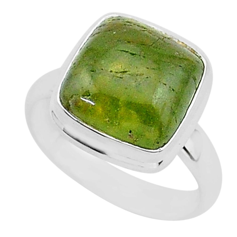 6.62cts natural aventurine (brazil) 925 silver solitaire ring size 7 r95788