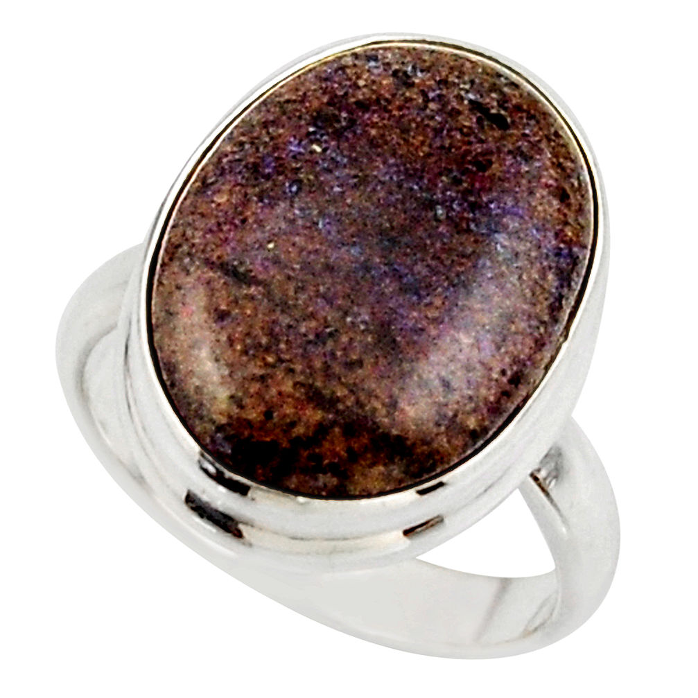 12.14cts natural black honduran matrix opal 925 silver ring size 7 r42967