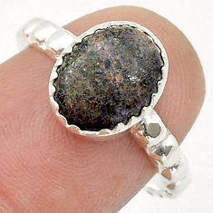 3.17cts natural black honduran matrix opal oval 925 silver ring size 7 u62912