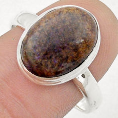 4.08cts natural black honduran matrix opal oval 925 silver ring size 9 u62918