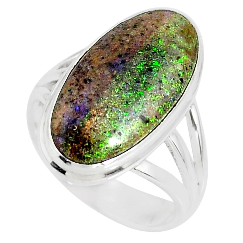 8.75cts natural black honduran matrix opal silver solitaire ring size 7 r80335