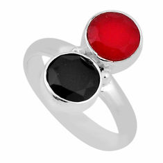 5.19cts natural black honey onyx 925 sterling silver ring jewelry size 6 n28447