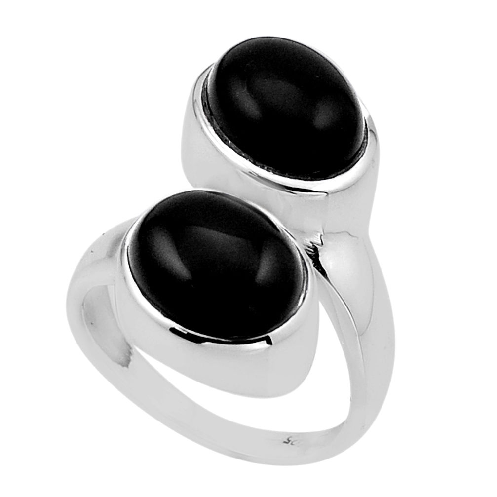 8.57cts natural black onyx 925 sterling silver adjustable ring size 8 n54876