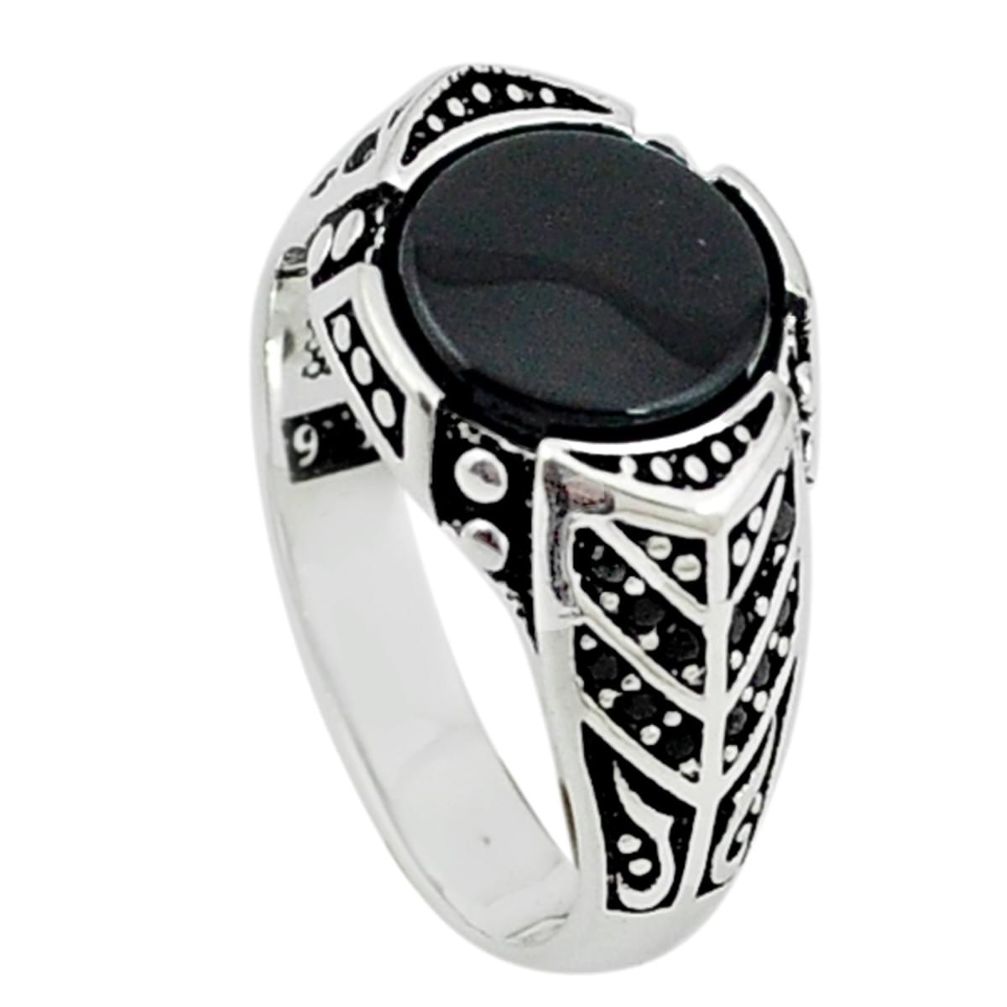 Natural black onyx 925 sterling silver mens ring jewelry size 9.5 c11495