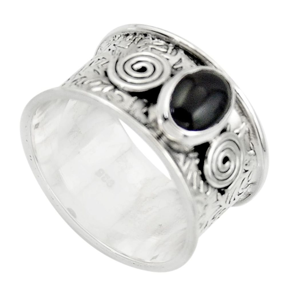 2.13cts natural black onyx 925 sterling silver ring jewelry size 8.5 r44262