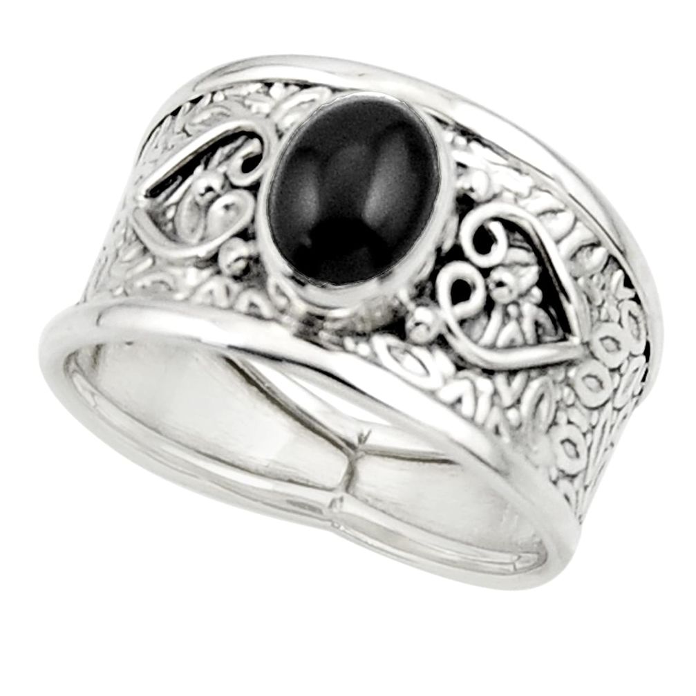 2.06cts natural black onyx 925 sterling silver ring jewelry size 8.5 r44287