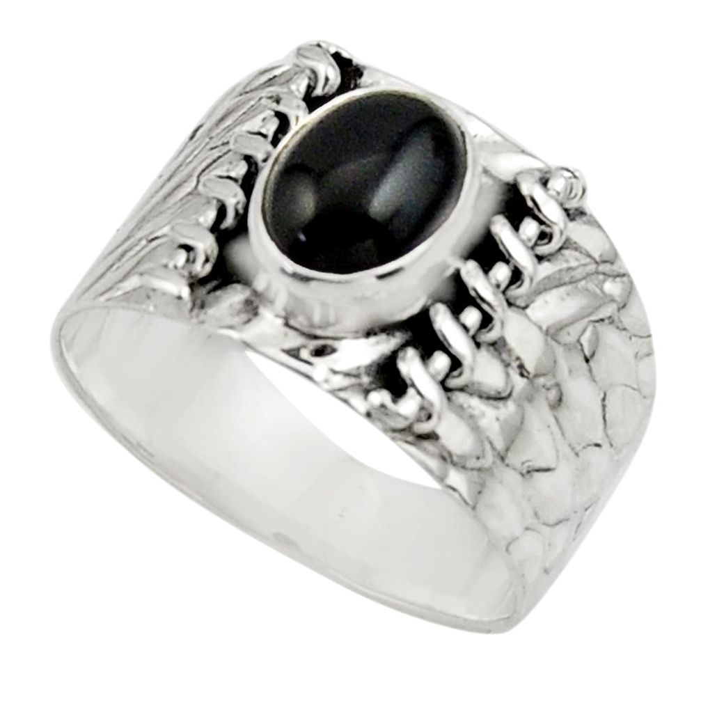 2.21cts natural black onyx 925 sterling silver ring jewelry size 7.5 r44305