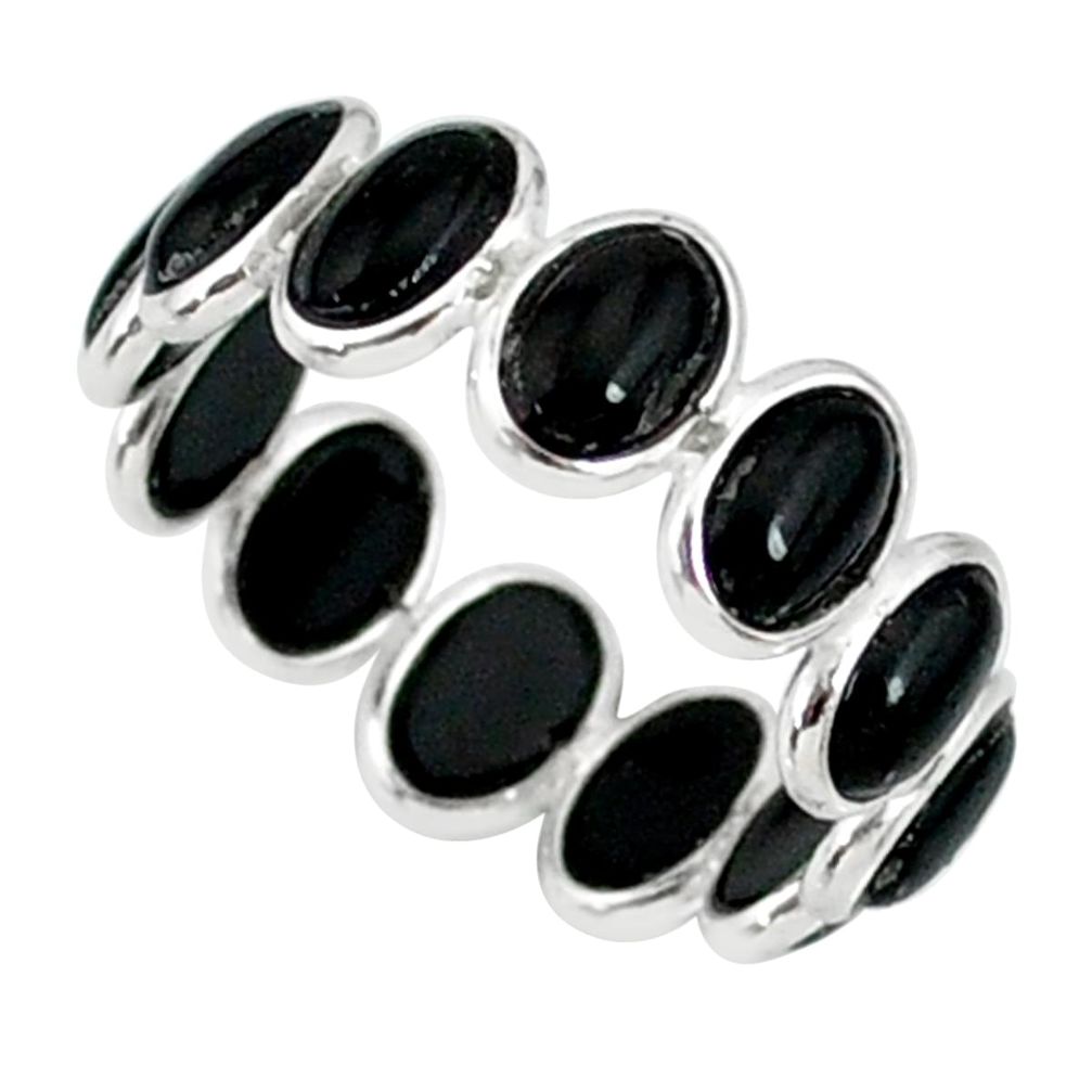 6.58cts natural black onyx 925 sterling silver ring jewelry size 6.5 r88338
