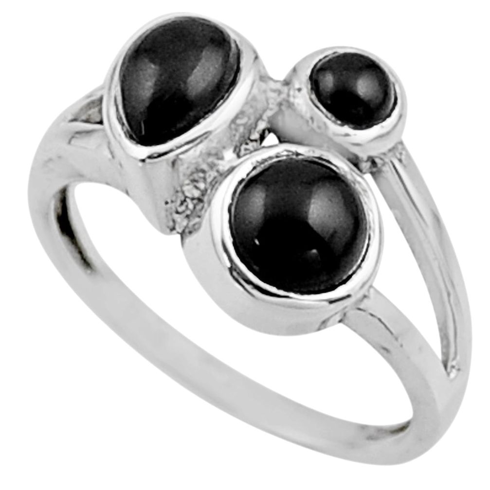 3.69cts natural black onyx 925 sterling silver ring jewelry size 6 r54509