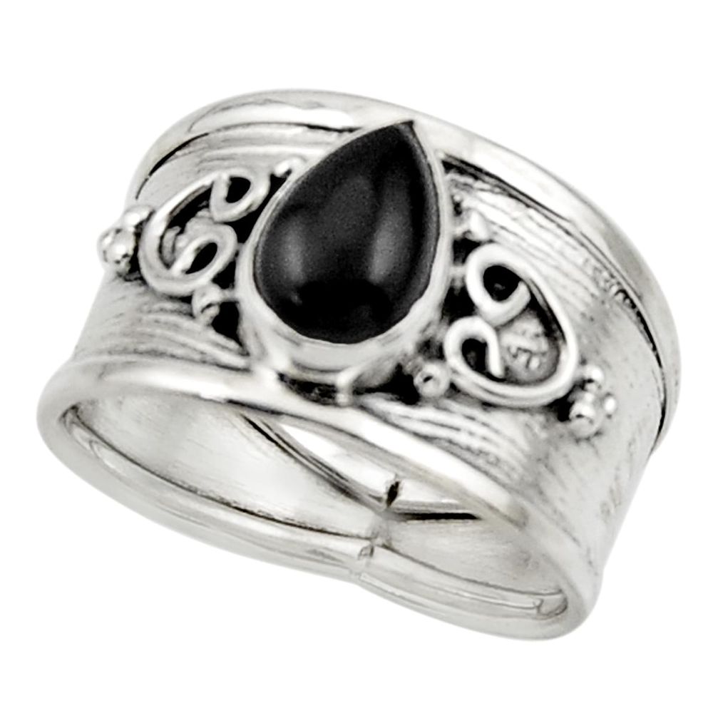 2.11cts natural black onyx 925 sterling silver ring jewelry size 8 r44291