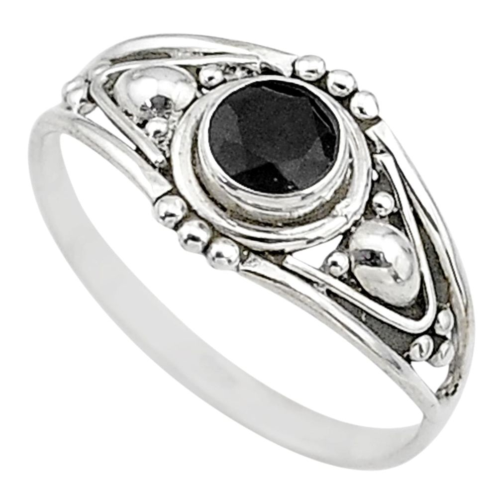 0.81cts natural black onyx 925 silver graduation handmade ring size 8.5 t9740