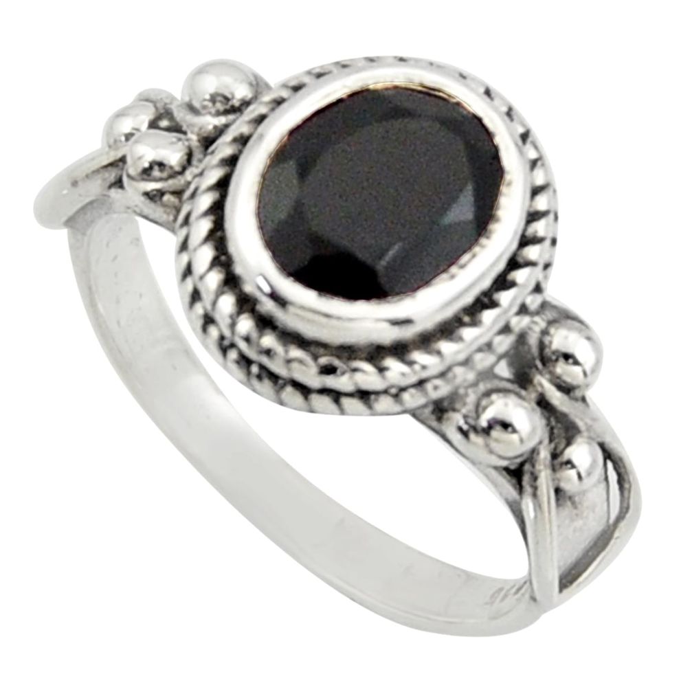 3.29cts natural black onyx 925 sterling silver solitaire ring size 7.5 r40987