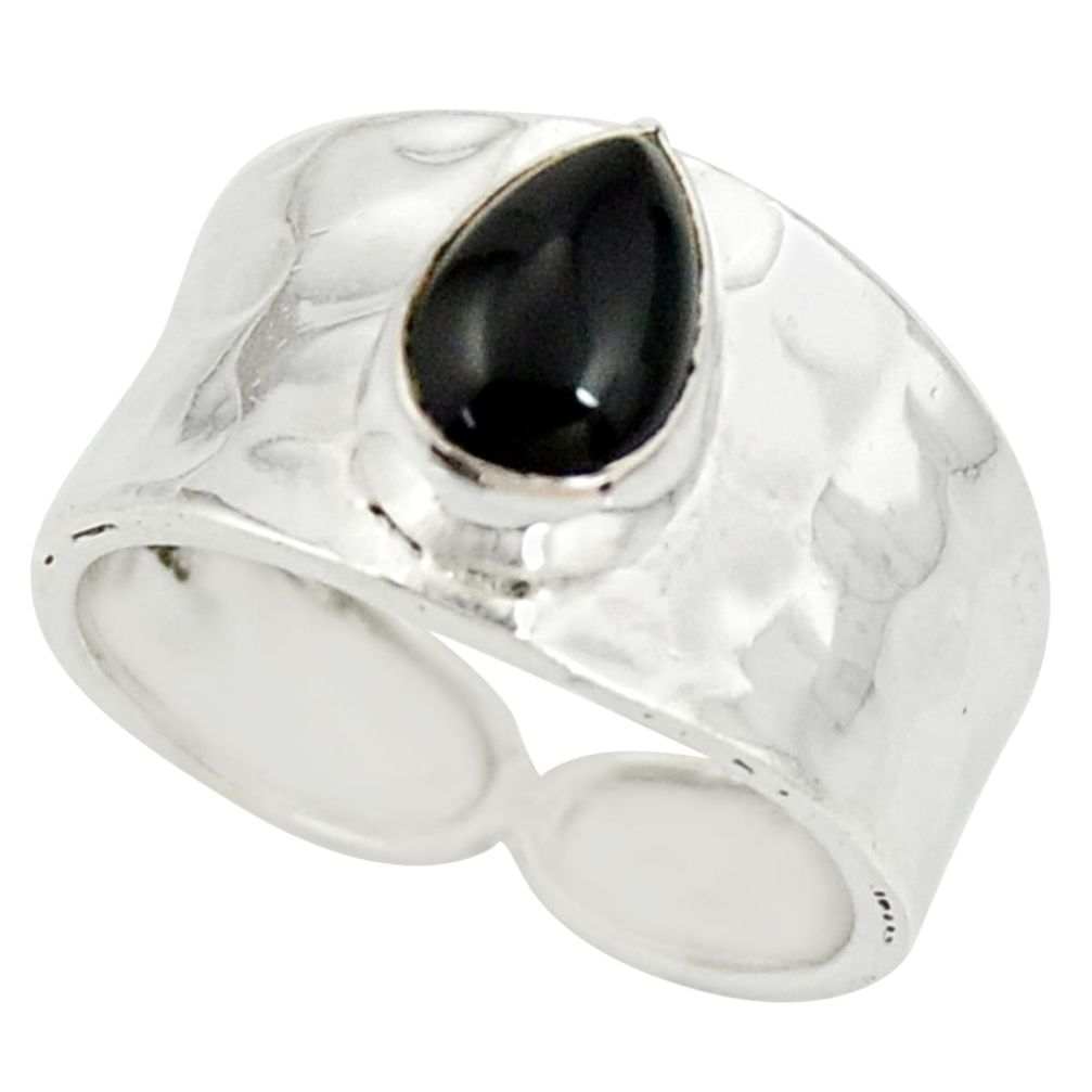 2.21cts natural black onyx 925 sterling silver solitaire ring size 7 r34432