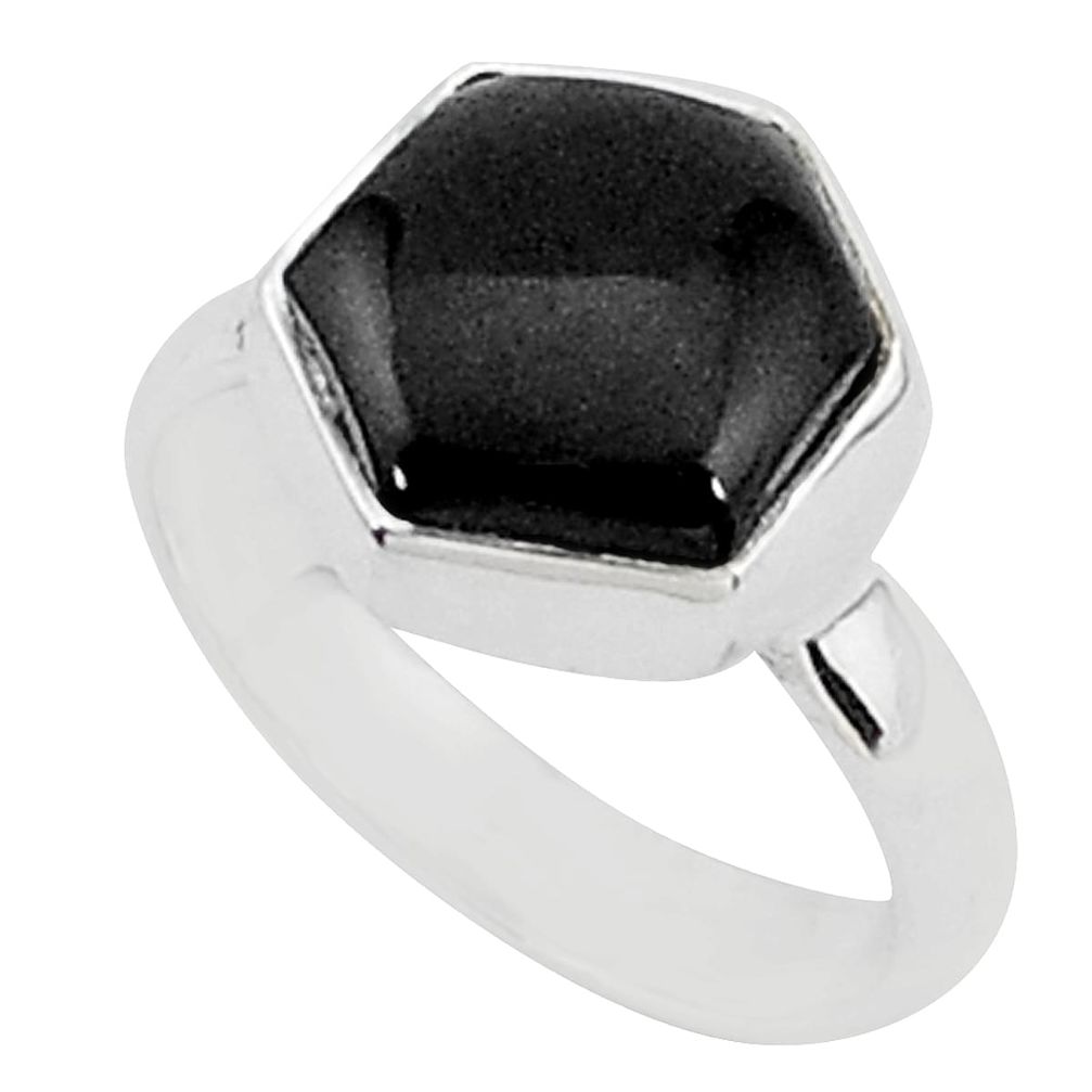 5.84cts natural black onyx 925 sterling silver solitaire ring size 7 r96856