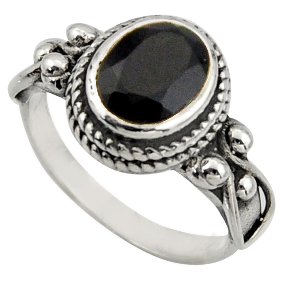 3.31cts natural black onyx 925 sterling silver solitaire ring size 8 r40947