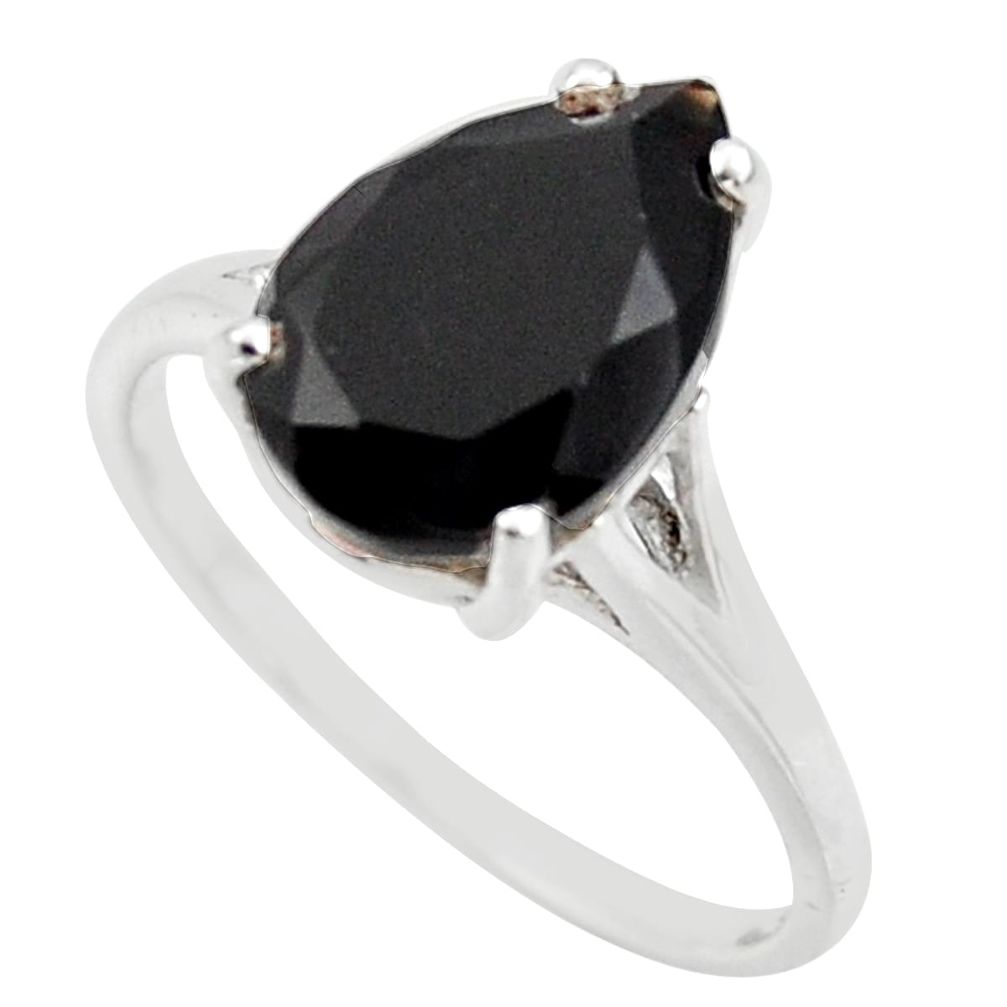 5.45cts natural black onyx 925 sterling silver solitaire ring size 9 r35891