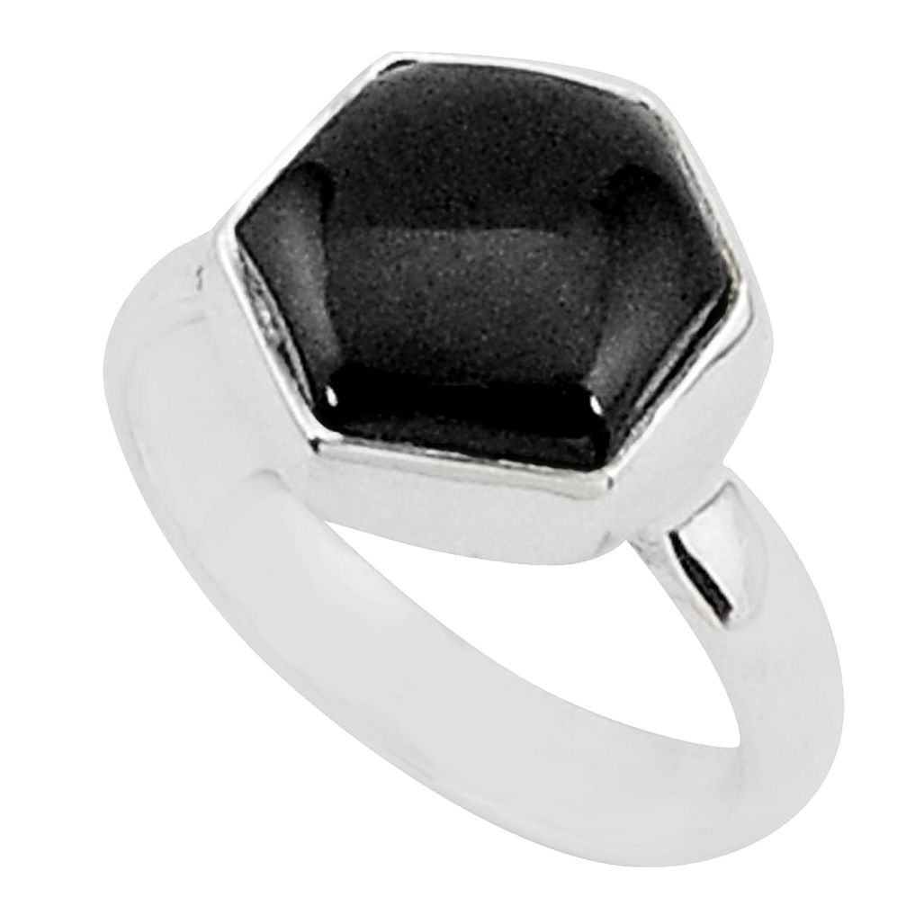 5.81cts natural black onyx 925 sterling silver solitaire ring size 9 r96849