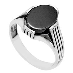 6.46cts natural black onyx oval 925 sterling silver mens ring size 11.5 c28010