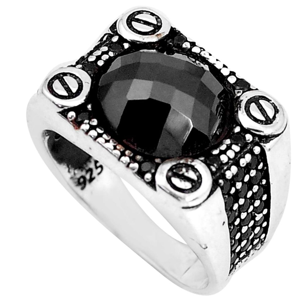 6.67cts natural black onyx topaz 925 sterling silver mens ring size 9.5 c11342