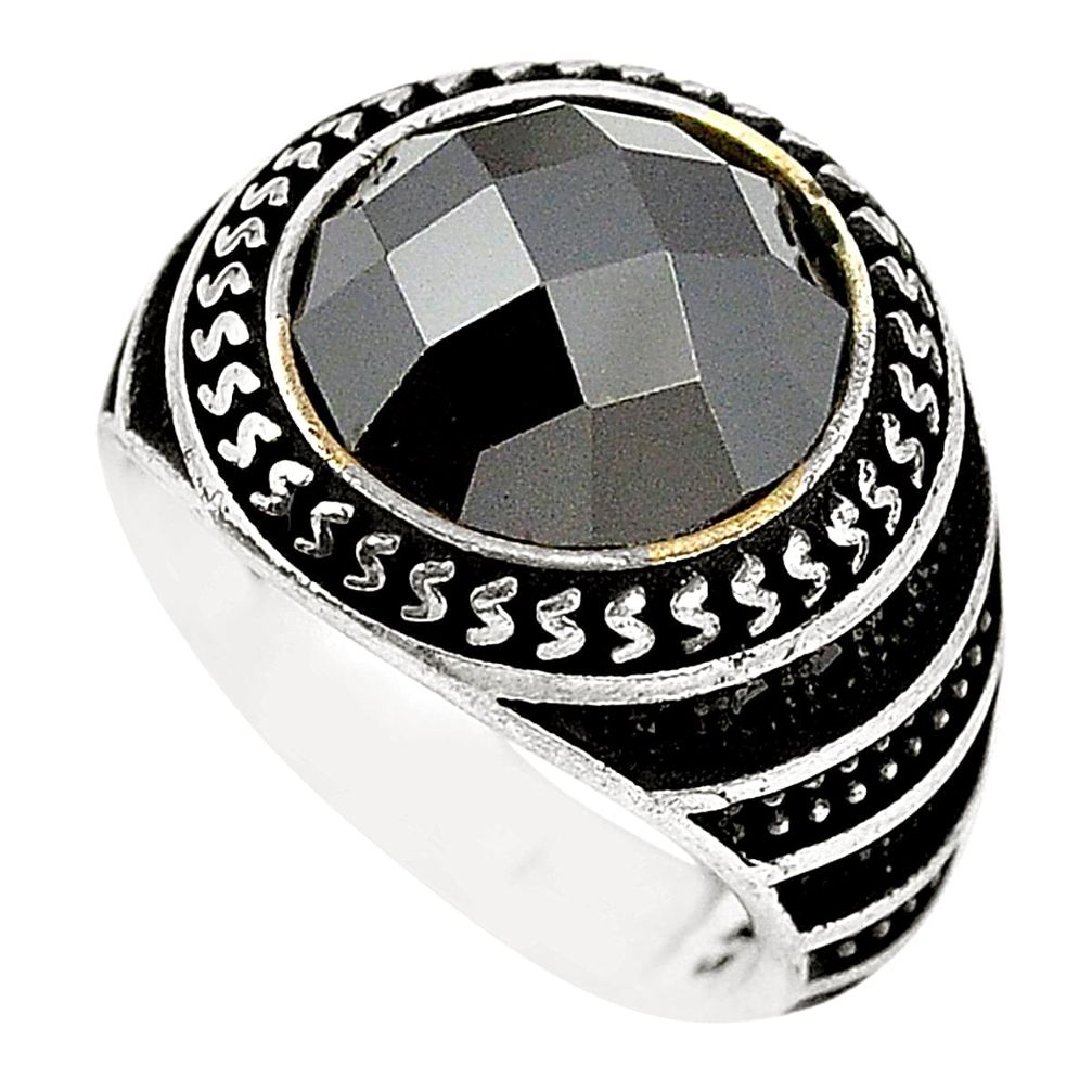 8.87cts natural black onyx topaz 925 sterling silver mens ring size 7 c11397