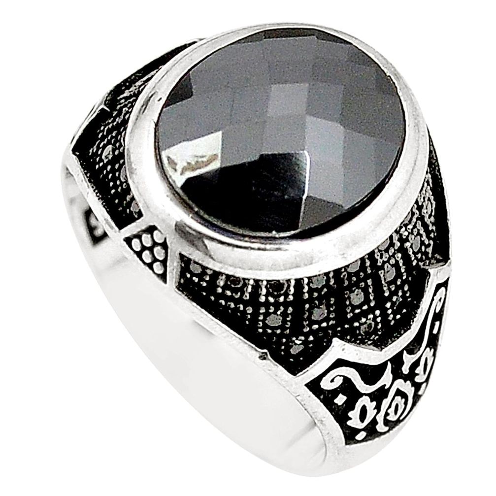 7.05cts natural black onyx topaz 925 sterling silver mens ring size 8 c11400