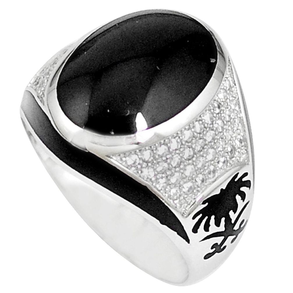 Natural black onyx topaz 925 sterling silver mens ring size 8.5 c11352