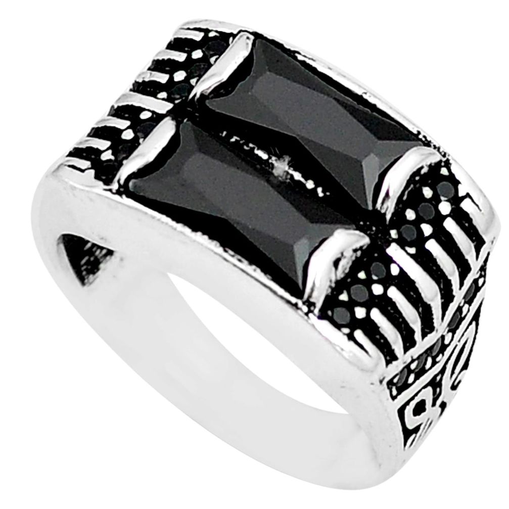 Natural black onyx topaz 925 sterling silver mens ring size 8.5 c11414