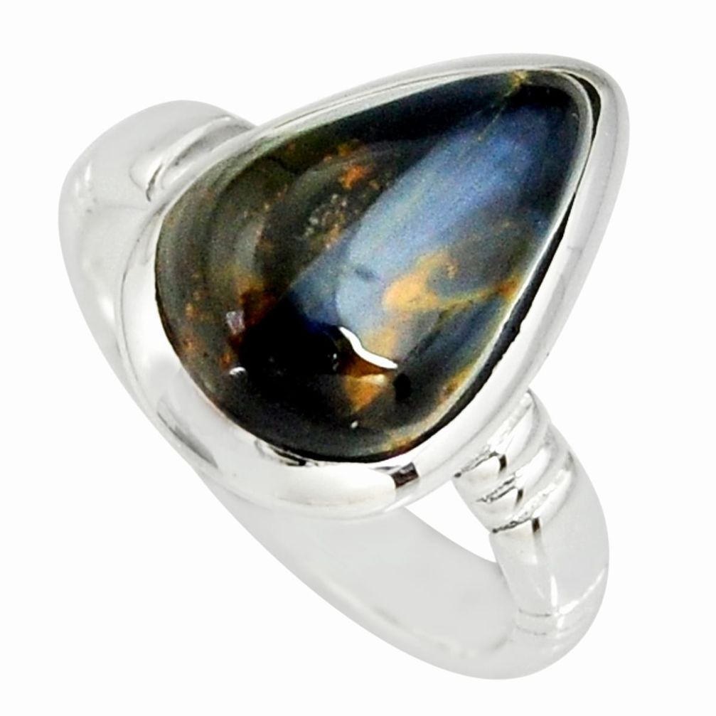 6.33cts natural black pietersite 925 silver solitaire ring size 7 r19001