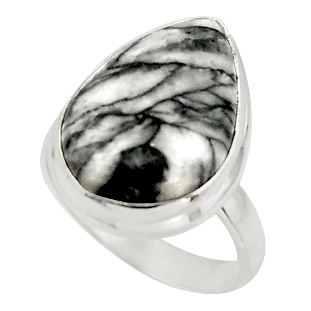 9.58cts natural black pinolith 925 sterling silver ring jewelry size 5.5 r42854