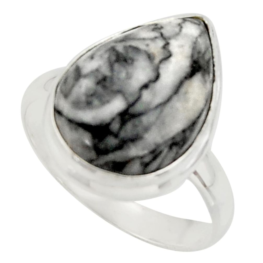 13.75cts natural black pinolith 925 sterling silver ring jewelry size 10 r42844