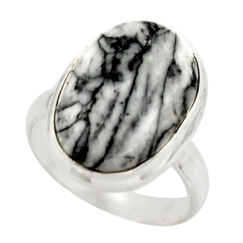 9.58cts natural black pinolith 925 sterling silver ring jewelry size 6 r42859