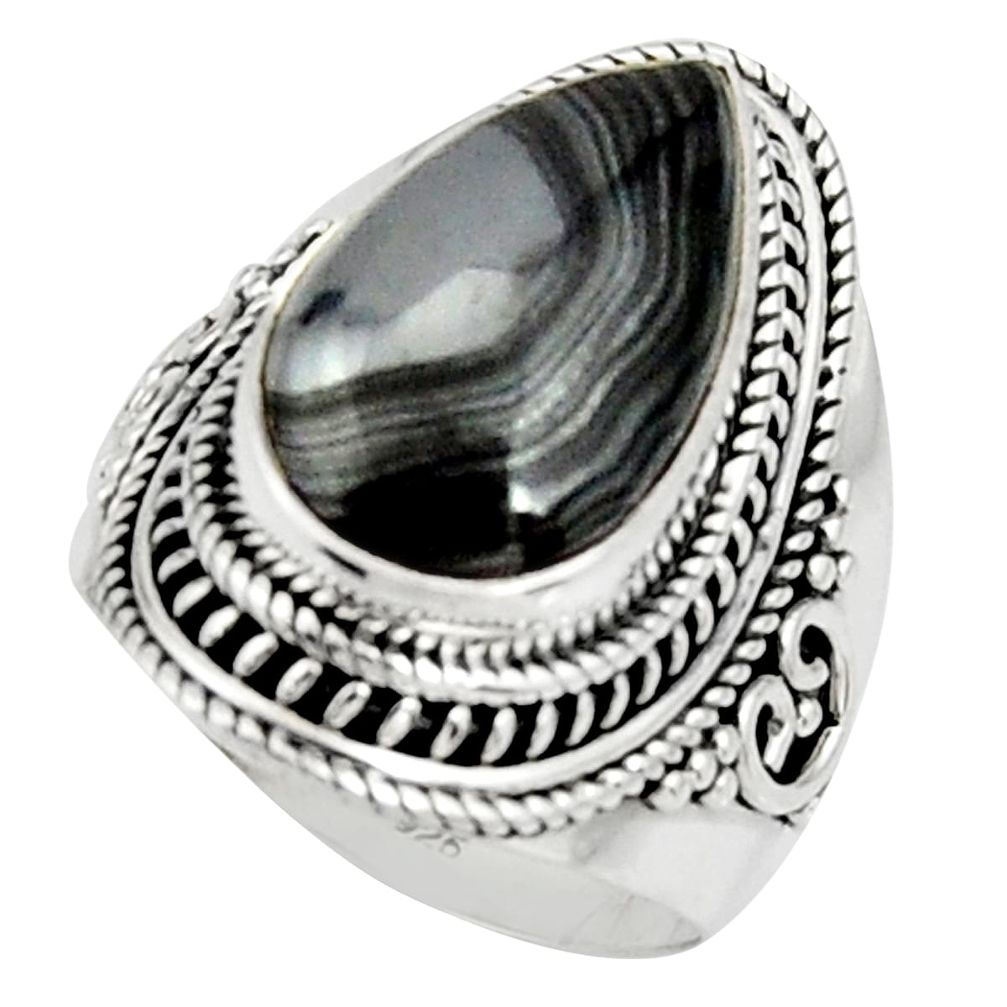 11.05cts natural black psilomelane 925 silver solitaire ring size 7 r22558