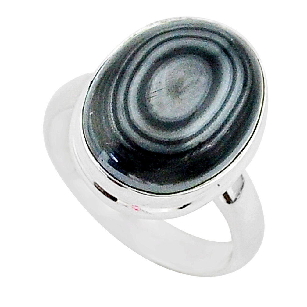 9.06cts natural black psilomelane 925 silver solitaire ring size 7 r95714