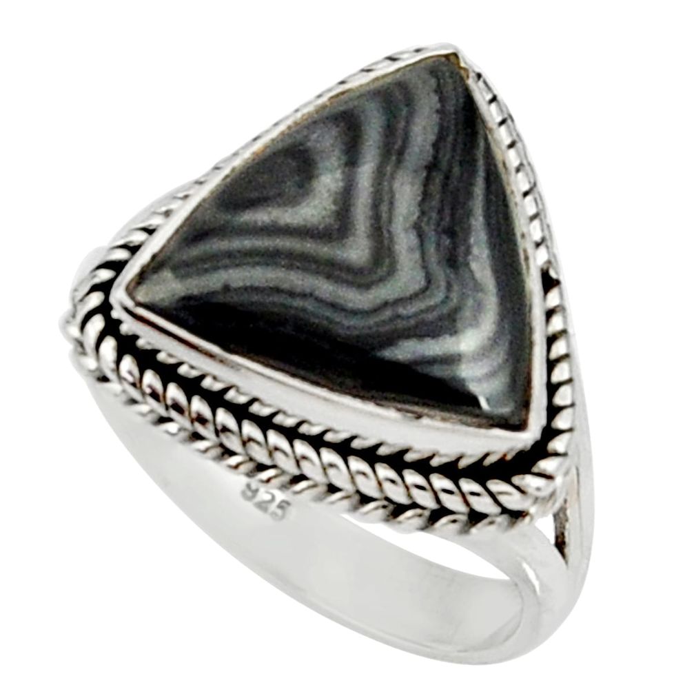10.69cts natural black psilomelane 925 silver solitaire ring size 8 r28052