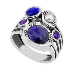 5.88cts natural black sapphire amethyst 925 sterling silver ring size 6 n54854