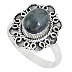 black toad eye 925 silver solitaire ring jewelry size 7.5 p63378