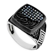 2.17cts natural black topaz round 925 sterling silver mens ring size 10.5 c27987
