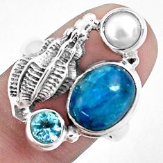blue apatite (madagascar) topaz 925 silver ring size 8.5 p42705