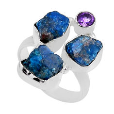 10.64cts natural blue apatite rough fancy amethyst 925 silver ring size 7 n26063