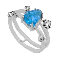 3.12cts natural blue apatite rough topaz 925 sterling silver ring size 6 n48772