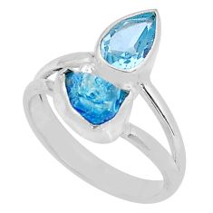 3.72cts natural blue apatite rough topaz 925 sterling silver ring size 6 u93110